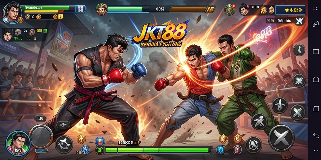 Gameplay seru JKT88 menampilkan pertarungan epik antar karakter.