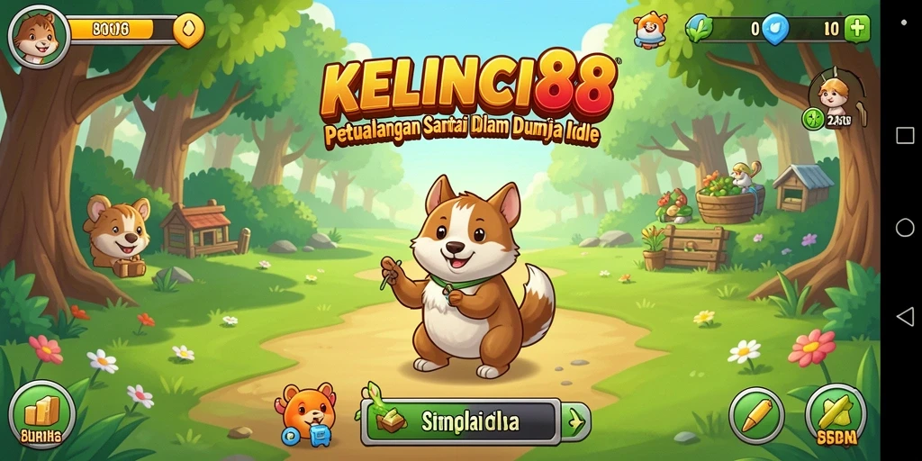 Gameplay KELINCI88 dengan kelinci yang mengumpulkan sumber daya.