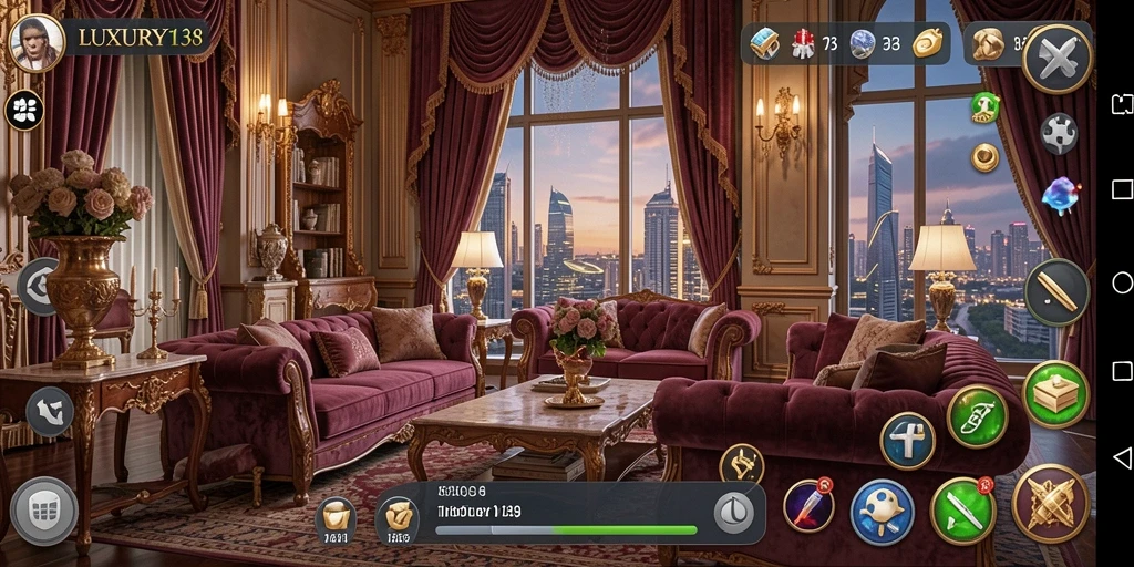 Screenshot LUXURY138 menampilkan gameplay simulasi kehidupan mewah.
