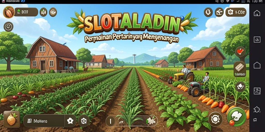 Gameplay SLOTALADIN yang menyenangkan dengan aktivitas pertanian yang variatif.