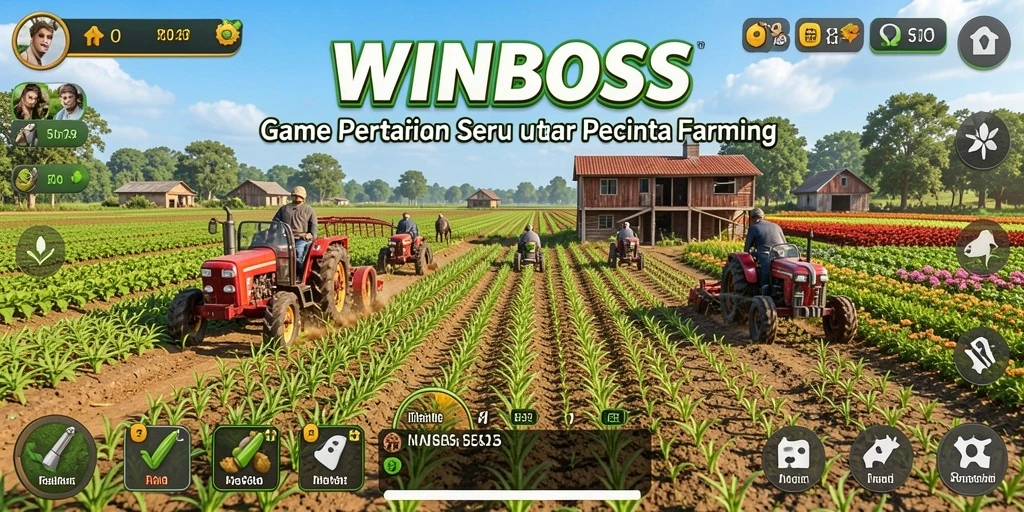Tampilan gameplay seru dari WINBOSS dengan lahan pertanian yang luas.